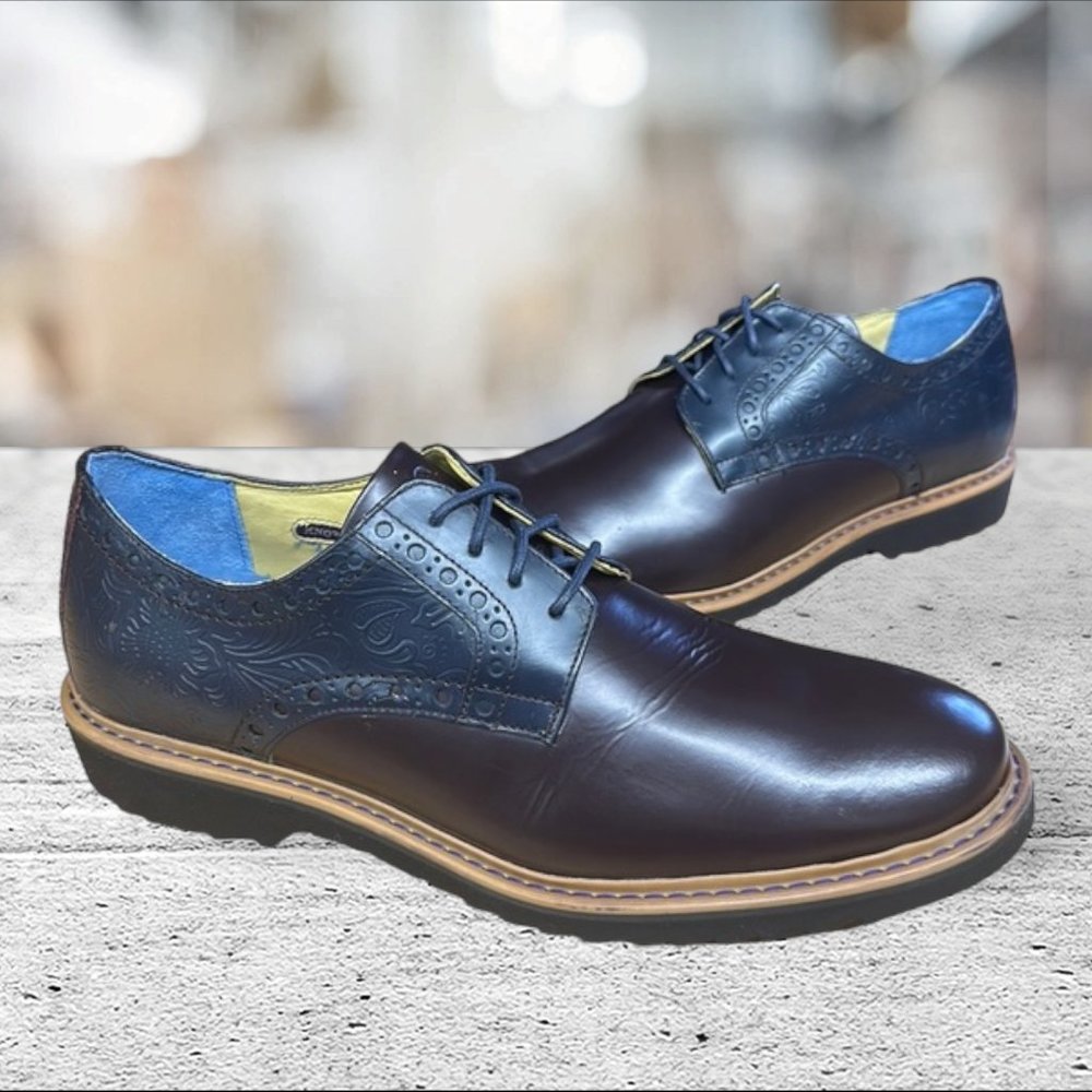 Robert Graham Bethune Derby Dress Business Brown Black Men's Leather Shoes 13 M